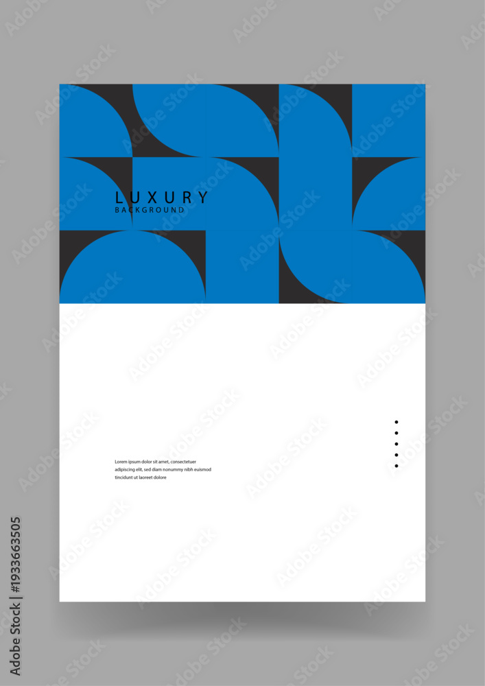 Fototapeta premium Elegant luxury background featuring a blue geometric semi-circle pattern on a clean white minimalist layout