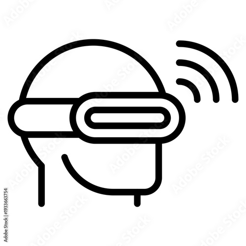 User wearing a headset with signal waves indicating deep immersion and high-tech connection