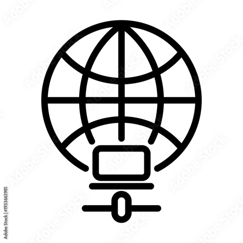 Outline symbol of a computer connected to a local area network line