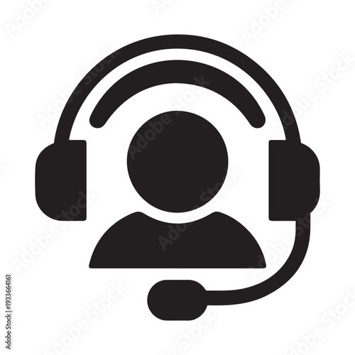 Headset icon representing customer service, call center, or technical support for communication.