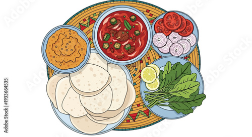 Assorted Indian cuisine delicacies displayed on a vibrant platter with various dishes.