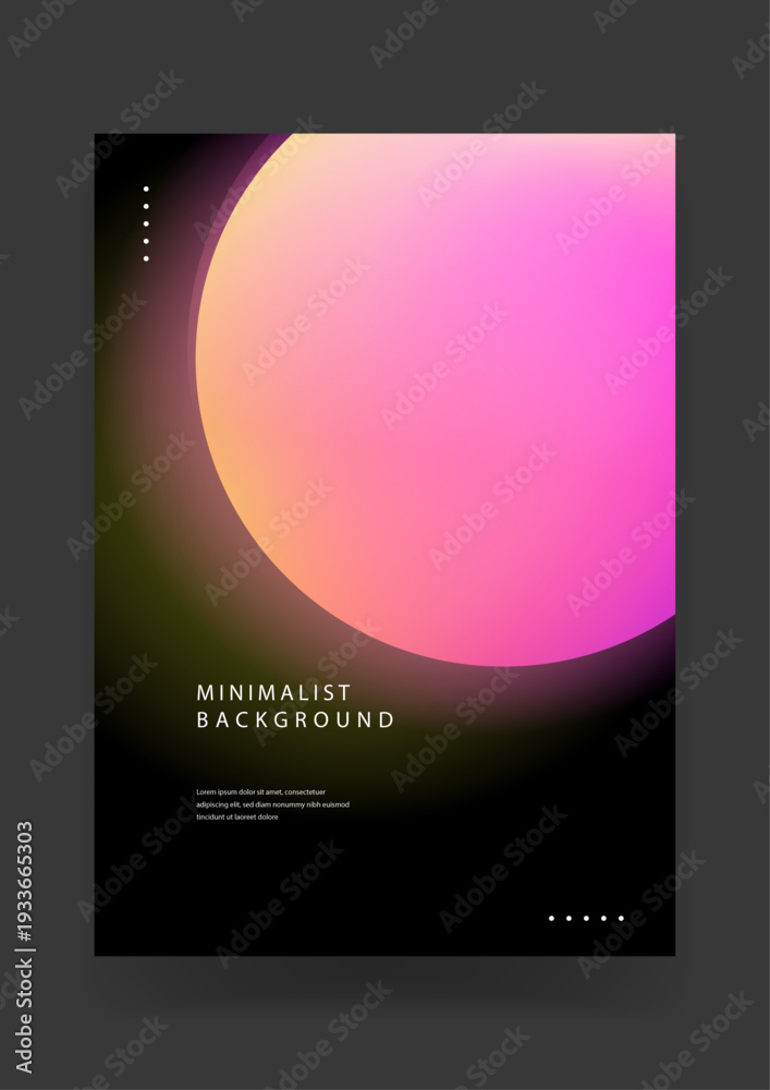 Fototapeta premium Atmospheric background featuring a large soft pink neon sphere glowing against a dark black backdrop