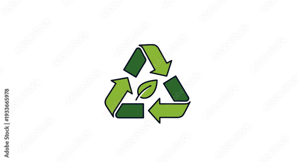 Obraz premium Recycle Logo Vector – Green Plant Eco Friendly Recycling and Sustainability Symbol Design