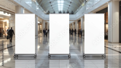 Wallpaper Mural White blank empty high resolution Business Roll Up and Standee Banner display mock up Template for your Design Presentation. 3d render illustration Torontodigital.ca