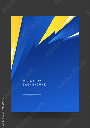 Принти на полотні Sharp geometric background with contrast blue and yellow dynamic lightning shape