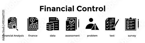 Financial Control Banner Web Icon Vector Illustration Concept For Financial Analysis, Finance, Data, Assessment, Problem, Test, Survey