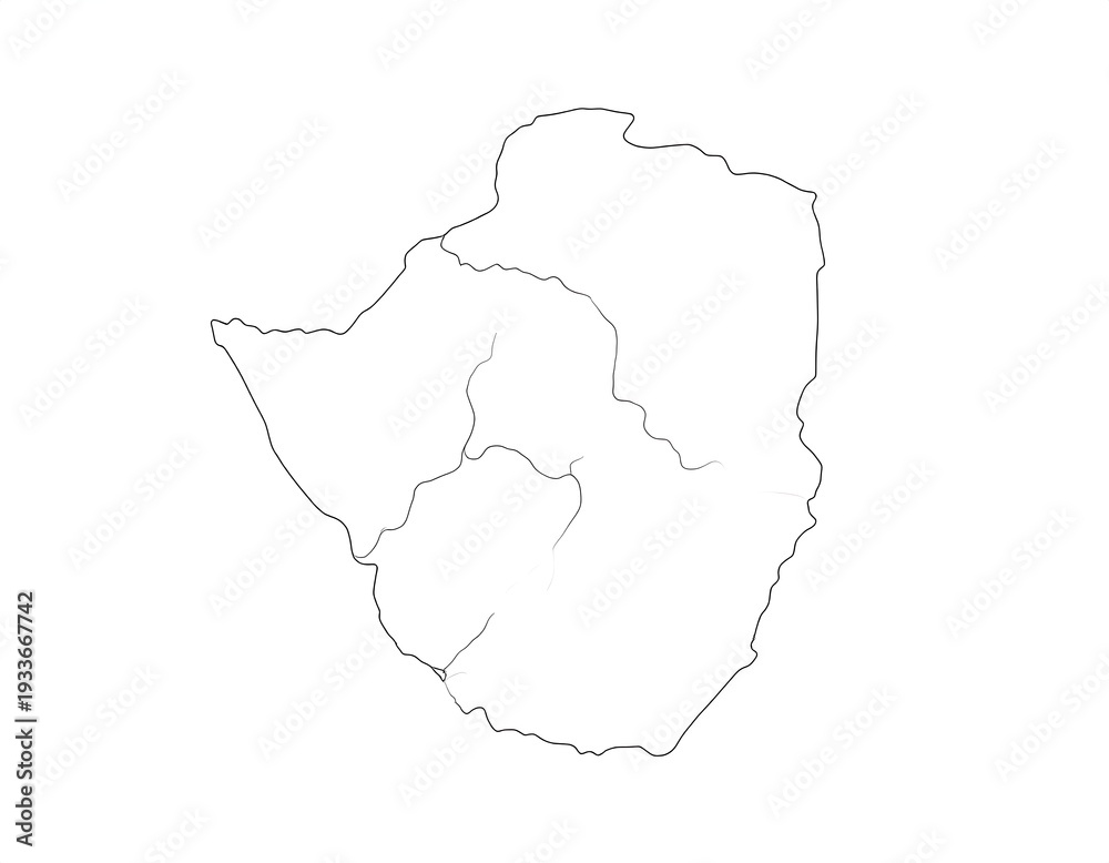 Obraz premium A minimalist outline of a country's map, showing simplified borders and subtle internal river structures