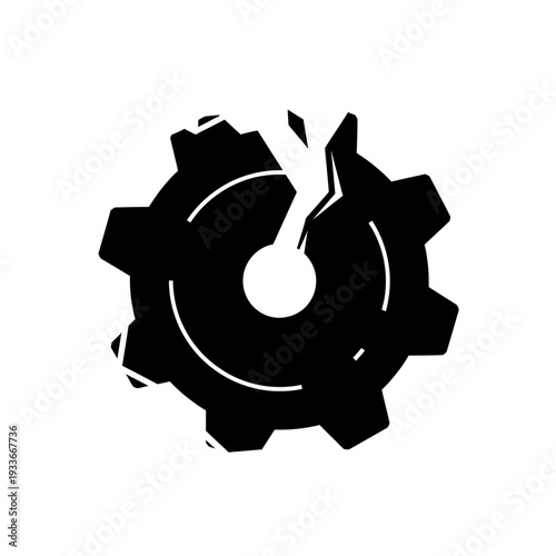 Broken Gear Icon - Mechanism Failure, System Breakdown, Industrial Problem