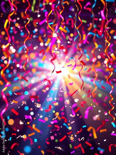 Sparkling lights and confetti cascade in a vibrant, celebratory scene,  glowing,  birthday