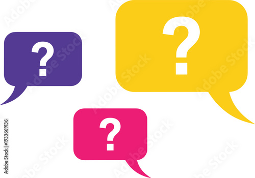 Colorful question mark speech bubbles vector illustration chat dialog icons inquiry communication concept isolated design