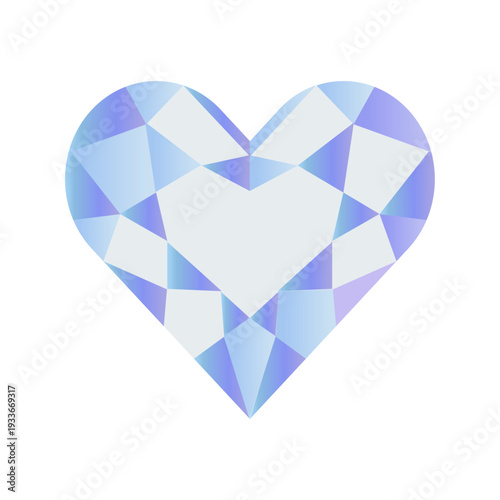 ハートシェイプブリリアントカットのダイヤモンドのイラスト　挿絵　ベクター素材