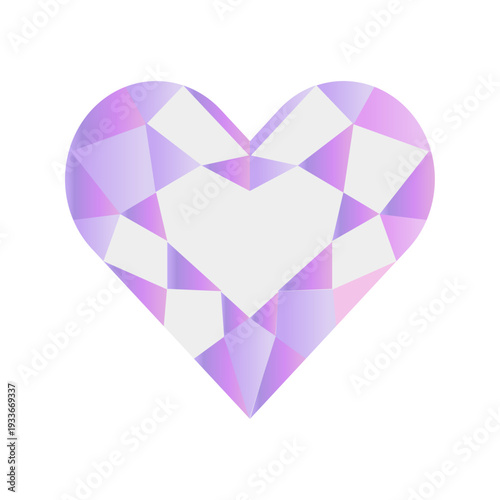 ハートシェイプブリリアントカットのダイヤモンドのイラスト　挿絵　ベクター素材