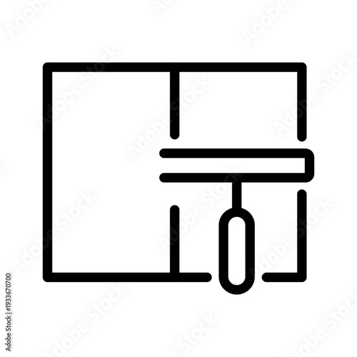 A specialized line icon of a squeegee cleaning a glass pane for professional window washing services