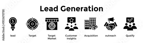 Lead Generation Banner Web Icon Vector Illustration Concept For Lead, Target, Target Market, Customer Insights, Acquisition, Outreach, Qualify