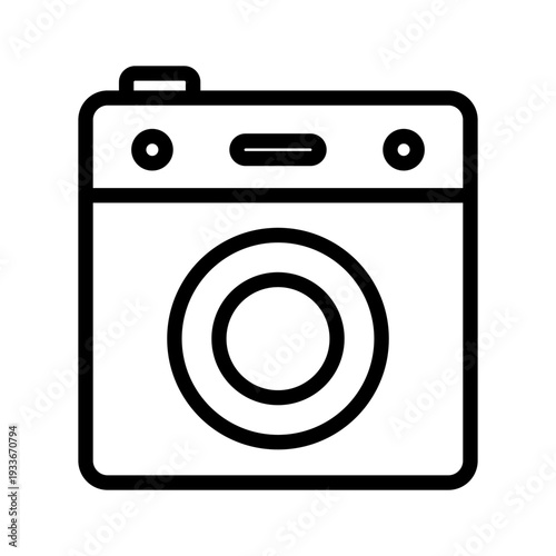 Line icon showing a front-load washing machine representing appliance repair and laundry services