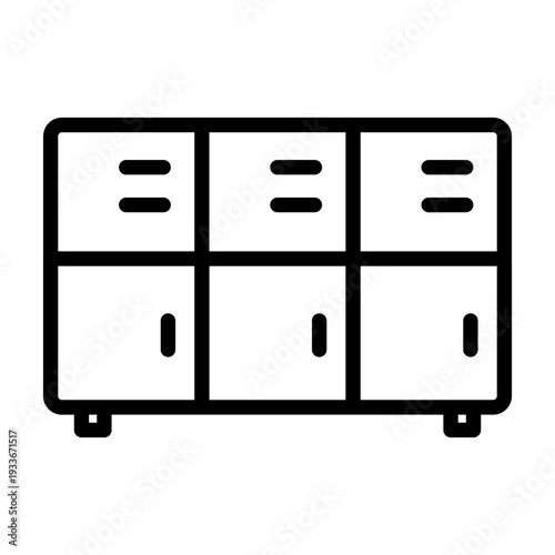 Outline icon of gym storage lockers for personal belongings and clothes