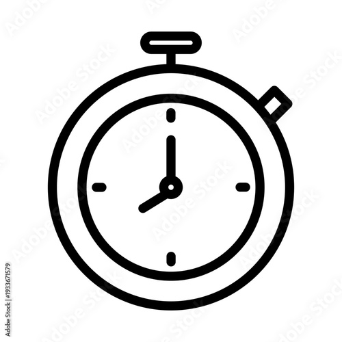 Line art icon of a classic stopwatch used for timing sets and measuring workout intervals