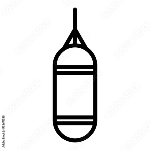 Vector line art of a hanging heavy punching bag for boxing and martial arts training