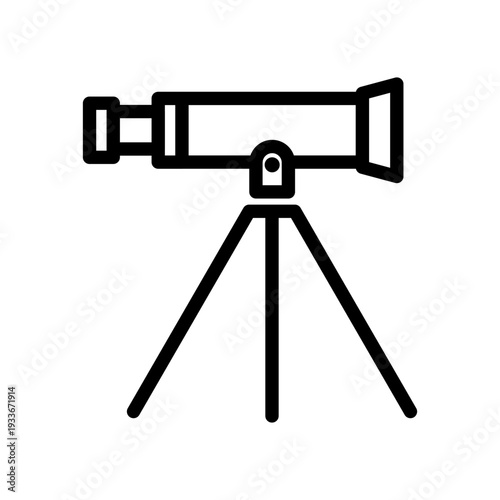 A line icon of an astronomical telescope on a tripod for stargazing