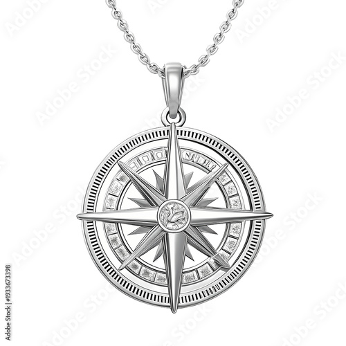 Silver Compass Pendant Necklace