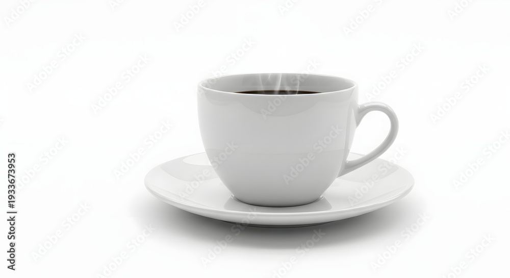Obraz premium Steaming hot coffee cup on a saucer with rising vapor