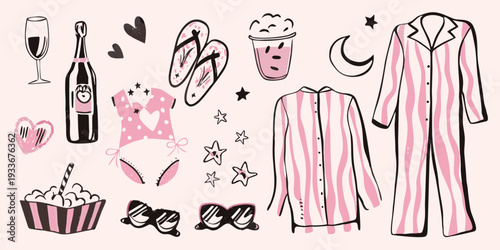 Summer fun and relaxation a playful collection of illustrated items