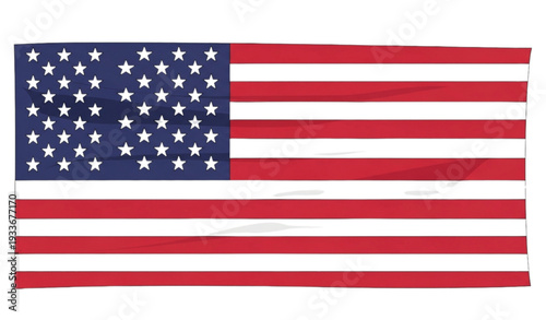 A vector graphic illustration of the American flag waving in the wind