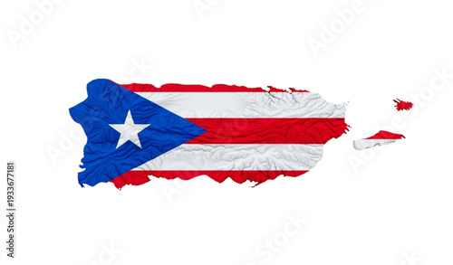 Foto A vector graphic illustration of the Puerto Rican flag in the shape of the islan