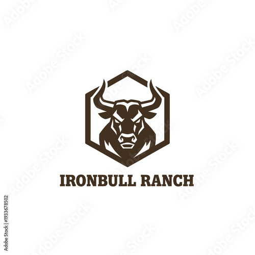 Strong Masculine Bull Head Mascot Logo