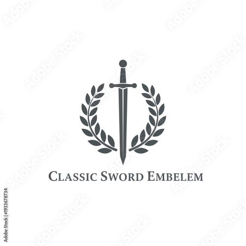 Classic Sword Laurel Wreath Emblem