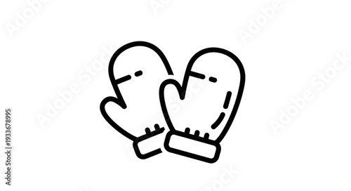 Simple Black and White Mittens Illustration.