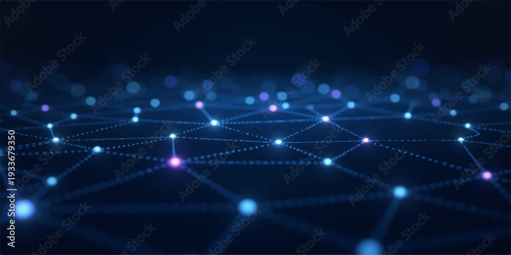 Fototapeta premium Abstract technology background featuring a glowing blue digital wave and stars with light motion effects and a science energy flash in space illustration