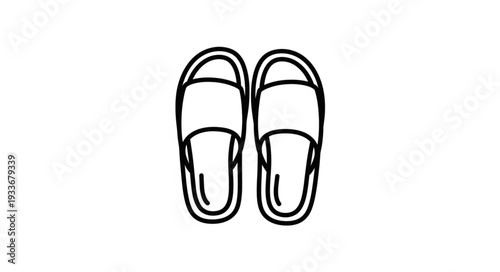 Simple Black and White Slippers Illustration.
