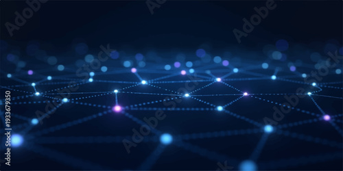 Abstract technology background featuring a glowing blue digital wave and stars with light motion effects and a science energy flash in space illustration