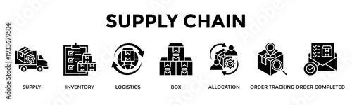 Supply Chain Banner Web Icon Vector Illustration Concept For Streamline Supply Flow From Warehouse To Delivery