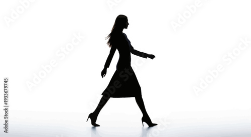 Silhouette of Woman Walking, Confident Stride, Fashion Model