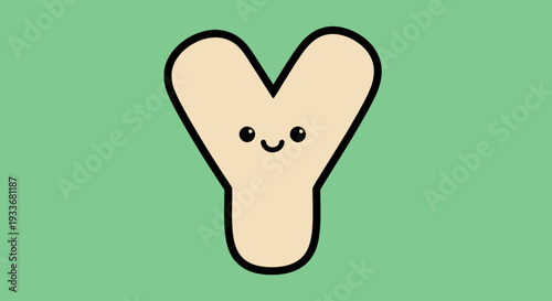 A smiling cartoon bone character on a green background illustration viewed from the front