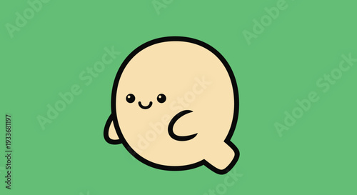 A smiling speech bubble character illustration on a green background viewed from the front visually appealing and cute