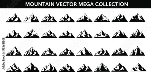 Mega Collection of High Quality Mountain Vector Icons Silhouettes and Hand Drawn Peak Elements for Outdoor Adventure Logo Design and Nature Illustrations