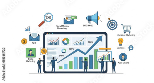 Digital marketing strategy and data analysis concept.