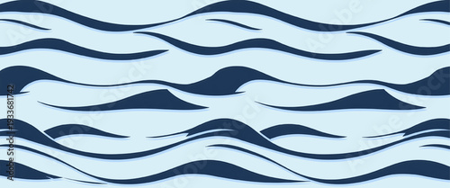 abstract ocean wave pattern in blue tones, stylized flowing water background, vector illustration ideal for textile, wrapping paper, nautical design and marine themed projects