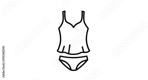 Simple Black Line Drawing Swimsuit.