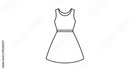 Simple Black Line Dress Illustration.