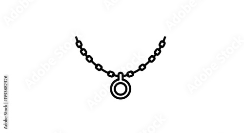 Simple Black Necklace Pendant Illustration.