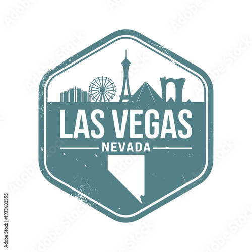 Vintage style las vegas nevada travel stamp with skyline illustration
