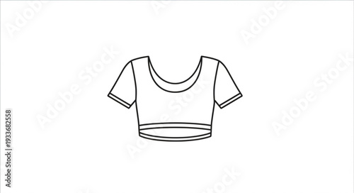 Simple Black Line Cropped T Shirt.