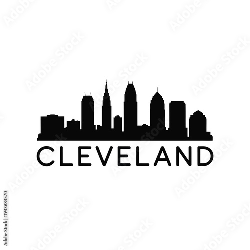 Silhouetted skyline of cleveland ohio with city name below