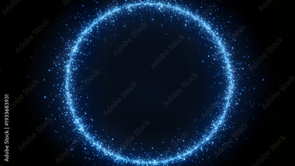 Obraz premium Blue glowing circular sparkles