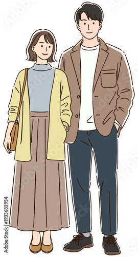 カップルのシンプルイラスト