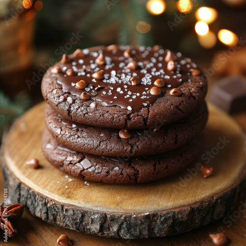 Chocolate cookies topped with sea salt.